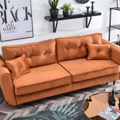 Schlafsofa LALESKA – Kupfer/Walnuss