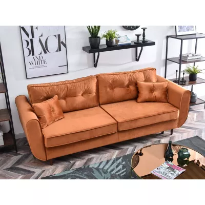 Schlafsofa LALESKA – Kupfer/Walnuss