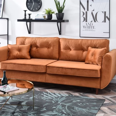 Schlafsofa LALESKA – Kupfer/Walnuss
