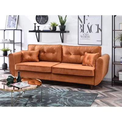 Schlafsofa LALESKA – Kupfer/Walnuss