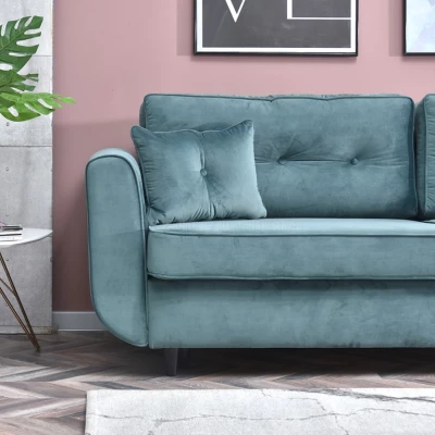 Schlafsofa LALESKA – Türkis/Schwarz