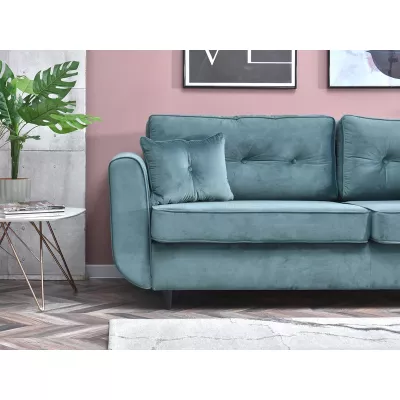 Schlafsofa LALESKA – Türkis/Schwarz