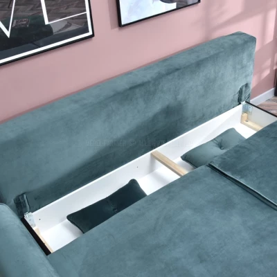 Schlafsofa LALESKA – Türkis/Schwarz