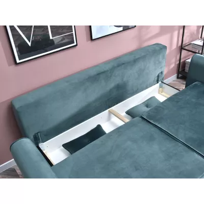 Schlafsofa LALESKA – Türkis/Schwarz