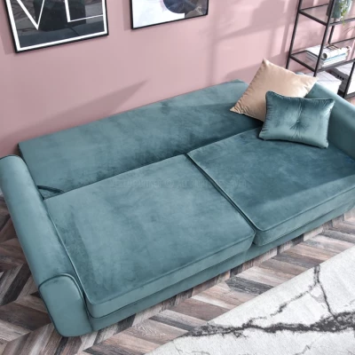 Schlafsofa LALESKA – Türkis/Schwarz