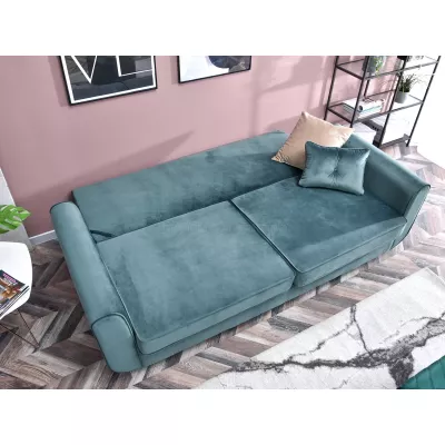 Schlafsofa LALESKA – Türkis/Schwarz
