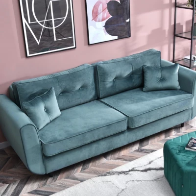 Schlafsofa LALESKA – Türkis/Schwarz