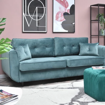 Schlafsofa LALESKA – Türkis/Schwarz