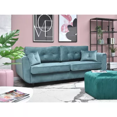 Schlafsofa LALESKA – Türkis/Schwarz