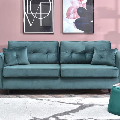 Schlafsofa LALESKA – Türkis/Schwarz