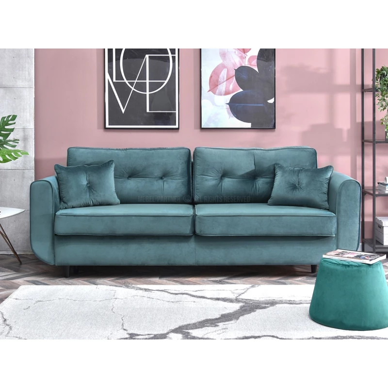 Schlafsofa LALESKA – Türkis/Schwarz