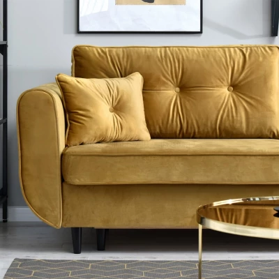 Schlafsofa LALESKA – Gold/Schwarz
