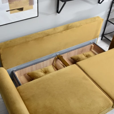 Schlafsofa LALESKA – Gold/Schwarz