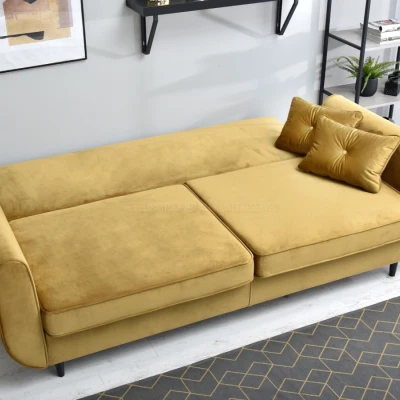 Schlafsofa LALESKA – Gold/Schwarz