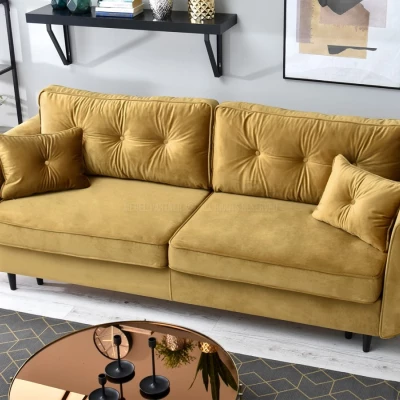 Schlafsofa LALESKA – Gold/Schwarz