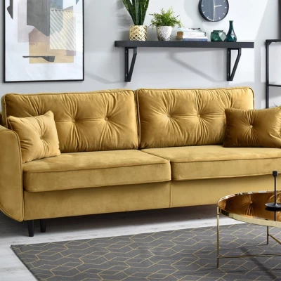 Schlafsofa LALESKA – Gold/Schwarz