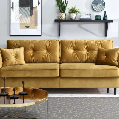 Schlafsofa LALESKA – Gold/Schwarz