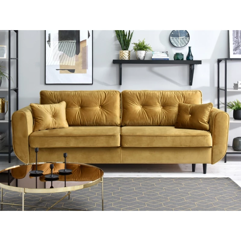 Schlafsofa LALESKA – Gold/Schwarz