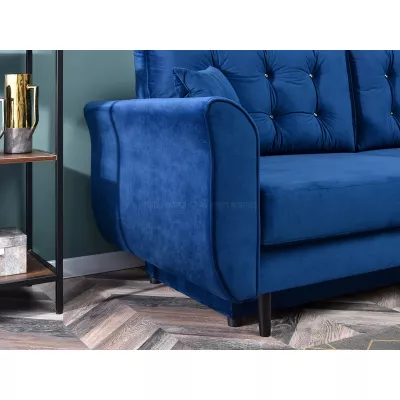 Sofa mit Stauraum PLAMEDI – dunkelblau/schwarz