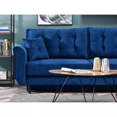 Sofa mit Stauraum PLAMEDI – dunkelblau/schwarz