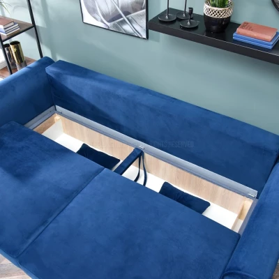 Sofa mit Stauraum PLAMEDI – dunkelblau/schwarz