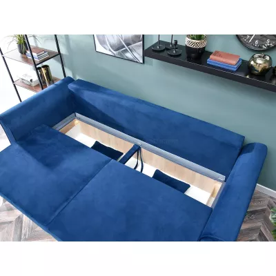 Sofa mit Stauraum PLAMEDI – dunkelblau/schwarz