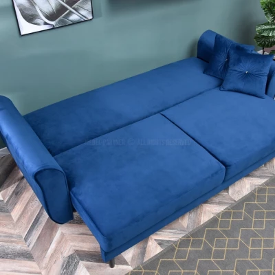 Sofa mit Stauraum PLAMEDI – dunkelblau/schwarz