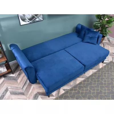 Sofa mit Stauraum PLAMEDI – dunkelblau/schwarz