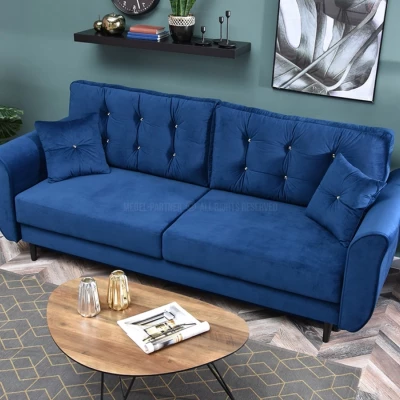 Sofa mit Stauraum PLAMEDI – dunkelblau/schwarz