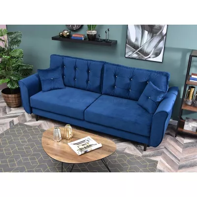 Sofa mit Stauraum PLAMEDI – dunkelblau/schwarz