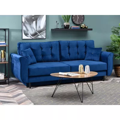 Sofa mit Stauraum PLAMEDI – dunkelblau/schwarz