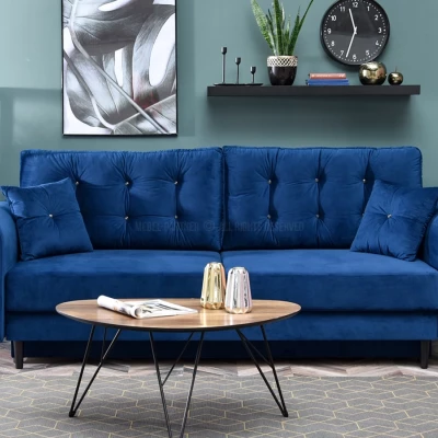 Sofa mit Stauraum PLAMEDI – dunkelblau/schwarz