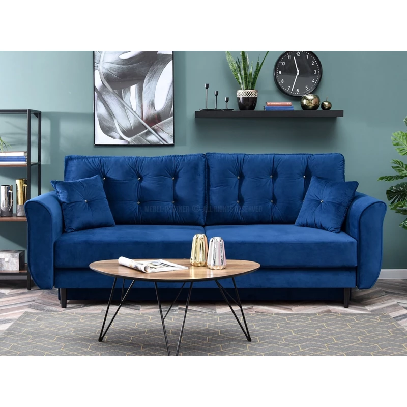Sofa mit Stauraum PLAMEDI – dunkelblau/schwarz