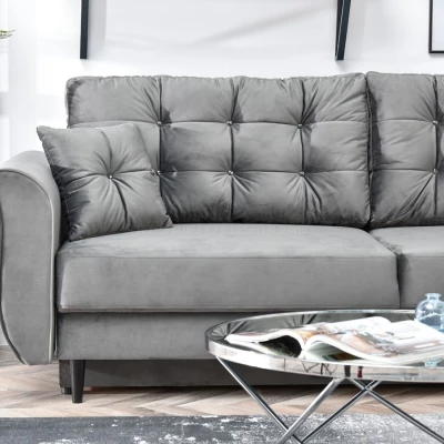 Sofa mit Stauraum PLAMEDI - grau/schwarz
