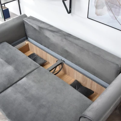 Sofa mit Stauraum PLAMEDI - grau/schwarz