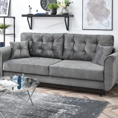 Sofa mit Stauraum PLAMEDI - grau/schwarz