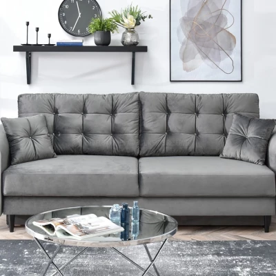 Sofa mit Stauraum PLAMEDI - grau/schwarz