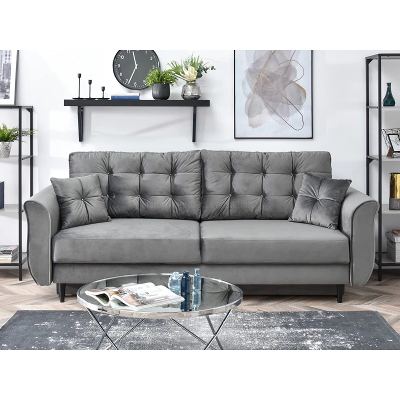 Sofa mit Stauraum PLAMEDI - grau/schwarz
