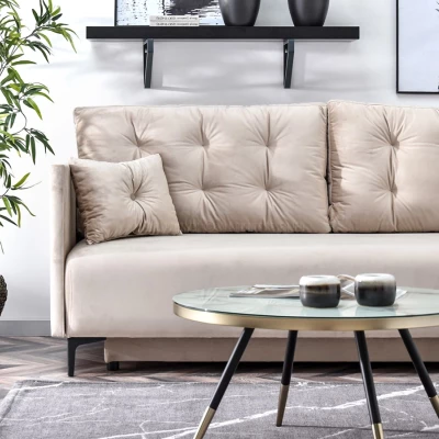 Sofa mit Stauraum NORGE - beige / schwarz