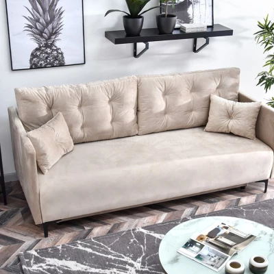 Sofa mit Stauraum NORGE - beige / schwarz