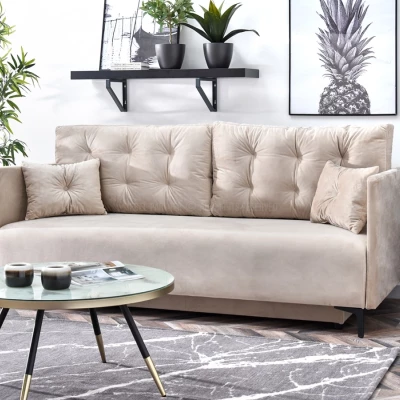 Sofa mit Stauraum NORGE - beige / schwarz