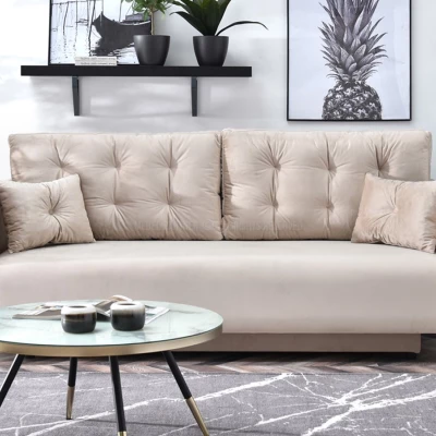 Sofa mit Stauraum NORGE - beige / schwarz