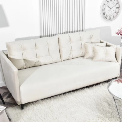 Sofa mit Stauraum NORGE – creme/schwarz