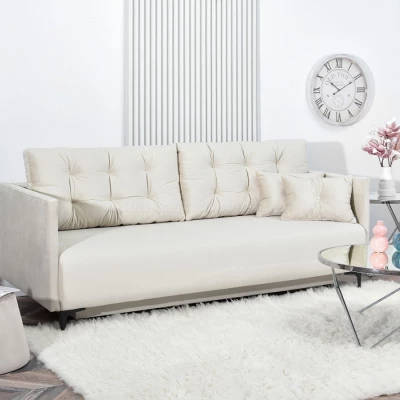 Sofa mit Stauraum NORGE – creme/schwarz