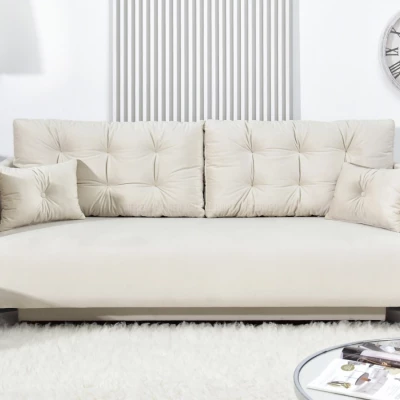 Sofa mit Stauraum NORGE – creme/schwarz
