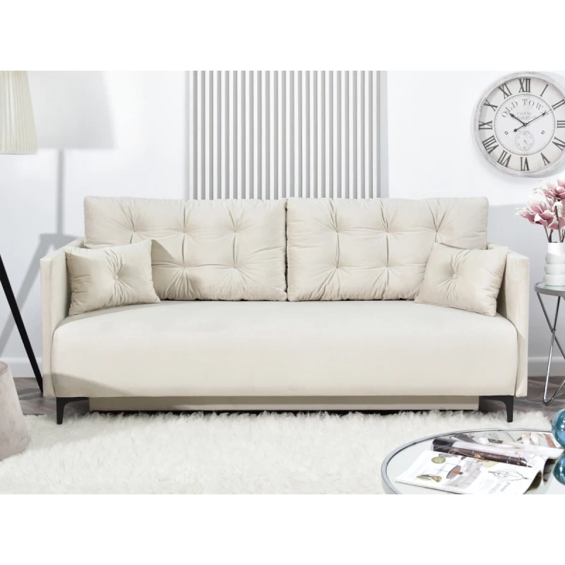 Sofa mit Stauraum NORGE – creme/schwarz