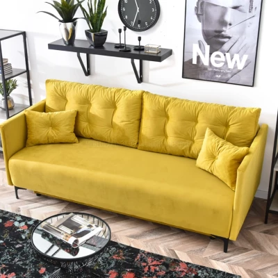 Sofa mit Stauraum NORGE - gelb/schwarz