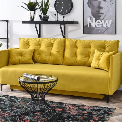 Sofa mit Stauraum NORGE - gelb/schwarz