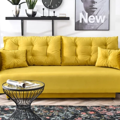 Sofa mit Stauraum NORGE - gelb/schwarz