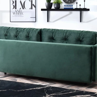Sofa mit Stauraum NORGE – Flaschengrün/Schwarz